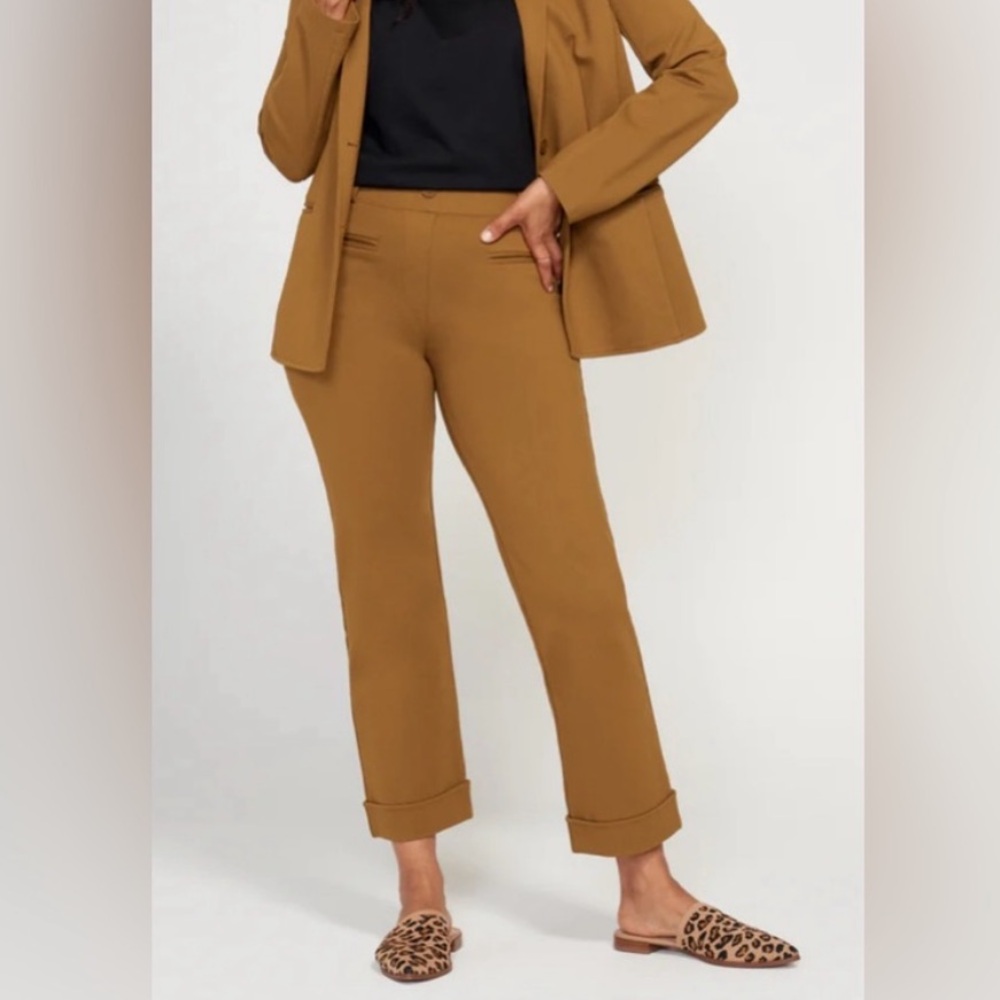 Betabrand Easy Crop Trouser Pants Nutmeg Brown Large